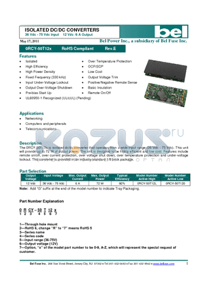 0RCY-50T125 datasheet - ISOLATED DC/DC CONVERTERS