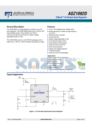 AOZ1092DI datasheet - EZBuck 3A Simple Buck Regulator