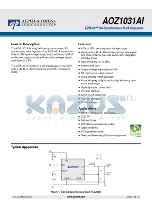 AOZ1031AI datasheet - EZBuck 3A Synchronous Buck Regulator