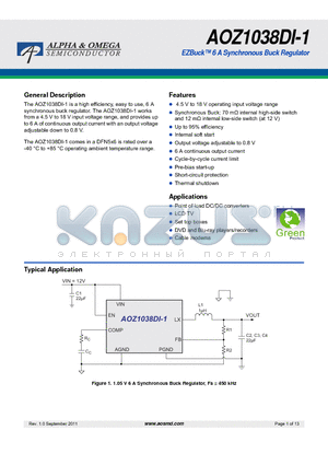 AOZ1038DI-1 datasheet - EZBuck 6 A Synchronous Buck Regulator