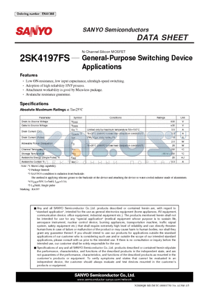 2SK4197FS datasheet - General-Purpose Switching Device Applications