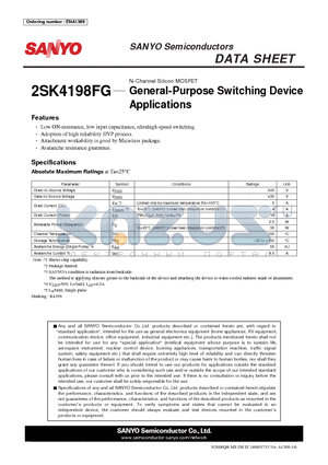2SK4198FG datasheet - General-Purpose Switching Device Applications