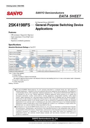 2SK4198FS_10 datasheet - General-Purpose Switching Device Applications