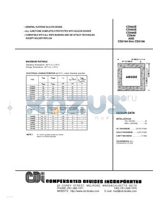 CD483B datasheet - GENERAL PURPOSE SILICON DIODES