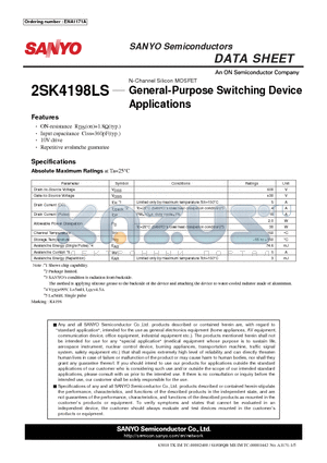 2SK4198LS datasheet - General-Purpose Switching Device Applications