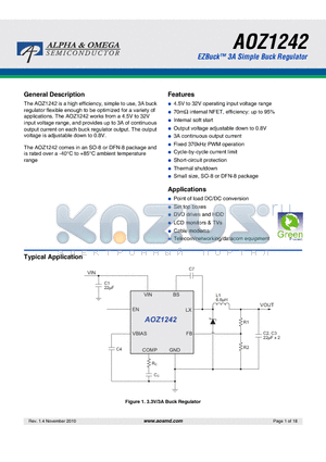 AOZ1242DI datasheet - EZBuck 3A Simple Buck Regulator