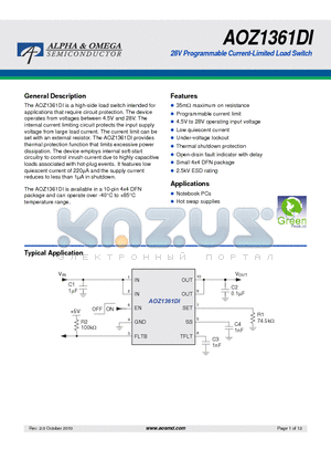 AOZ1361DI datasheet - 28V Programmable Current-Limited Load Switch