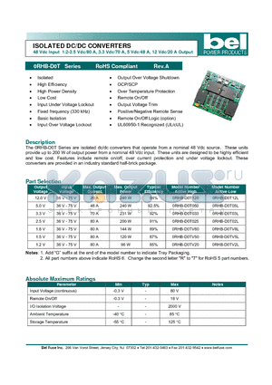 0RHB-D0T03L datasheet - ISOLATED DC/DC CONVERTERS