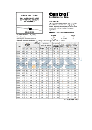 CZ5334B datasheet - 5.0W SILICON ZENER DIODE 3.3 VOLTS THRU 200 VOLTS 5% TOLERANCE