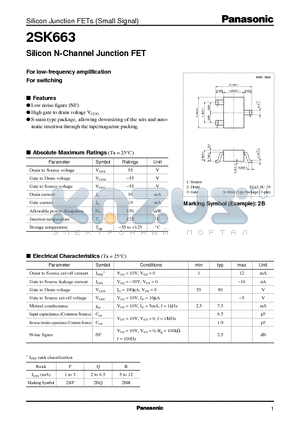 2SK663 datasheet - Silicon N-Channel Junction FET