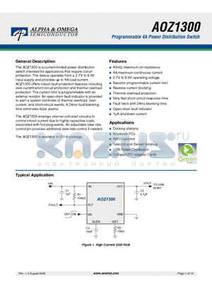 AOZ1300AI datasheet - Programmable 4A Power Distribution Switch
