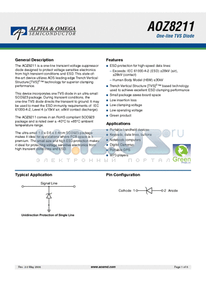 AOZ8211 datasheet - One-line TVS Diode