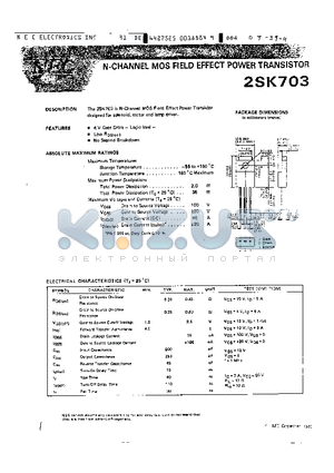 2SK703 datasheet - N CHANNEL MOS FIELD EFFECT POWER TRANSISTOR