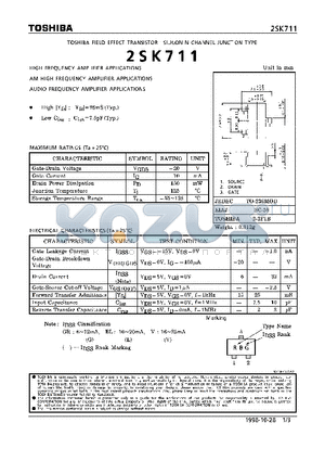 2SK711 datasheet - N CHANNEL JUNCTION TYPE (HIGH, AM HIGH, AUDIO FREQUENCY AMPLIFIER APPLICATIONS)