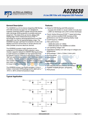 AOZ8530 datasheet - 8-Line EMI Filter with Integrated ESD Protection