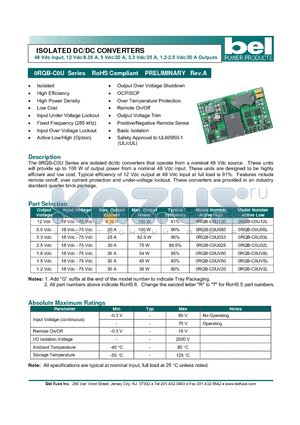 0RQB-C0UV5L datasheet - ISOLATED DC/DC CONVERTERS