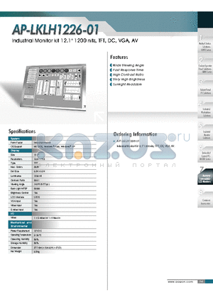 AP-LKLH1226-01 datasheet - Industrial Monitor kit 12.1 1200 nits, TFT, DC, VGA, AV