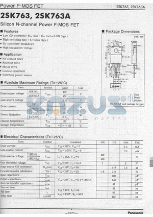 2SK763A datasheet - Silicon N-channel Power F-MOS FET