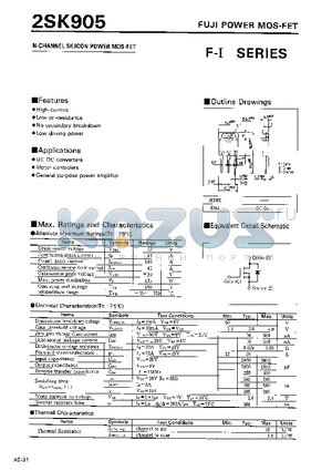 2SK905 datasheet - N-CHANNEL SILICON POWER MOSFET