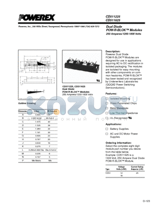 CD511625 datasheet - Dual Diode POW-R-BLOK Modules 250 Amperes/1200-1600 Volts