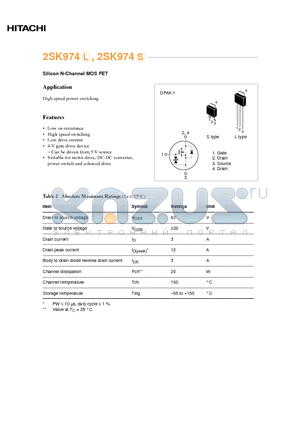 2SK974L datasheet - Silicon N-Channel MOS FET