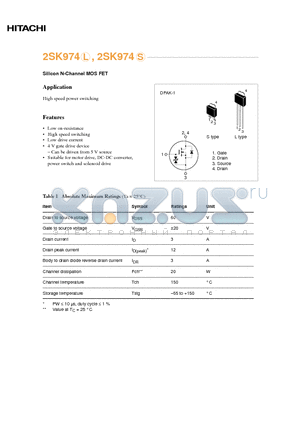 2SK974S datasheet - Silicon N-Channel MOS FET