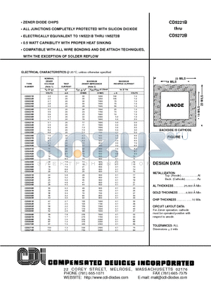 CD5228B datasheet - ZENER DIODE CHIPS