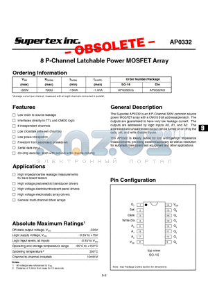 AP0332CG datasheet - 8 P-Channel Latchable Power MOSFET Array