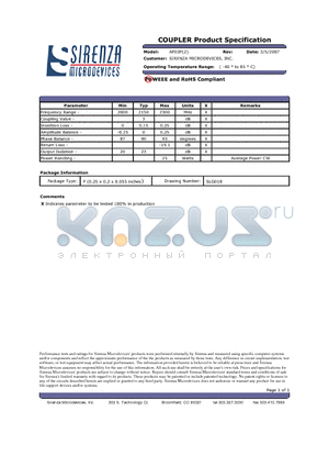 AP03P datasheet - COUPLER Product Specification