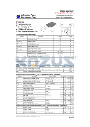 AP05G120SW-HF datasheet - N-CHANNEL INSULATED GATE BIPOLAR TRANSISTOR WITH FRD