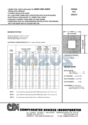 CD5290 datasheet - CURRENT REGULATOR CHIPS
