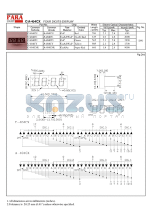 C-404CSR datasheet - FOUR DIGITS DISPLAY