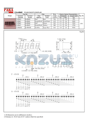 C-4N4G datasheet - FOUR DIGITS DISPLAY