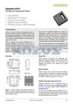 1-100645-01 datasheet - Humidity and Temperature Sensor