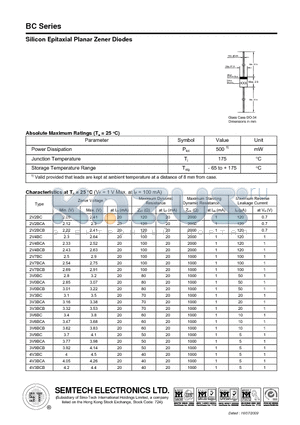 2V7BC datasheet - Silicon Epitaxial Planar Zener Diodes