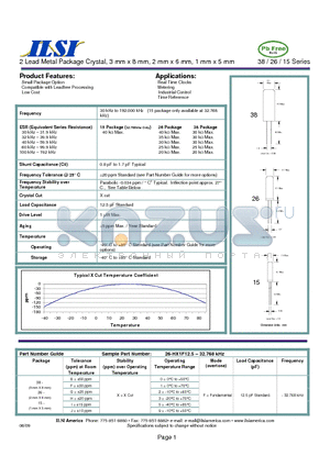 15-IX0F12.5-32.768 datasheet - 2 Lead Metal Package Crystal, 3 mm x 8 mm, 2 mm x 6 mm, 1 mm x 5 mm