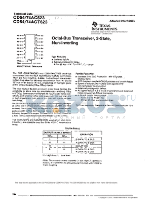 CD54-74AC623 datasheet - OCTAL-BUS TRANSCEIVER,3-STATE, NON-INVERTING