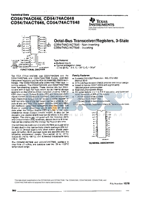 CD54-74AC646 datasheet - OCTAL-BUS TRANSCEIVER/REGISTERS, 3-STATE