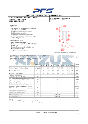 2W005M datasheet - SINGLE-PHASE BRIDGE RECTIFIER