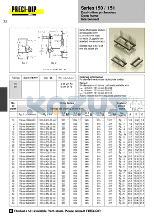 150-90-624-00-001 datasheet - Dual-in-line pin headers Open frame Interconnect