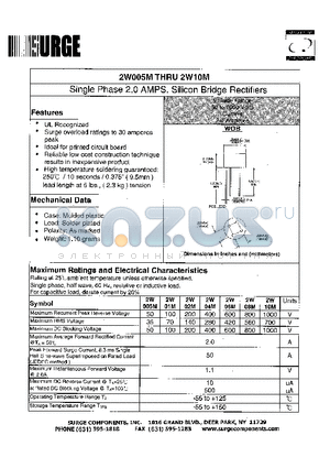2W02M datasheet - SINGLE PHASE 2.0 AMPS. SILICON BRIDGE RECTIFIERS