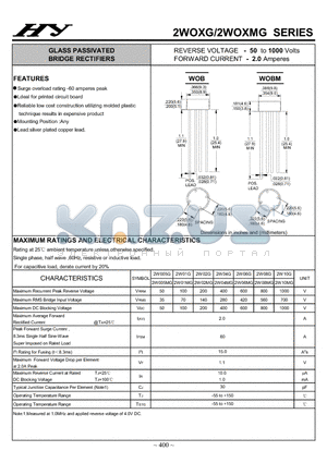 2W02MG datasheet - GLASS PASSIVATED BRIDGE RECTIFIERS