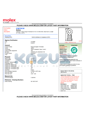 C-828-08 datasheet - Avikrimp Ring Tongue Terminal for 10 to 12 AWG Wire, Stud Size 8, Length27.71mm (1.091