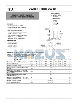 2W04 datasheet - SINGLE PHASE 2.0 AMPS. SILICON BRIDGE RECTIFIERS