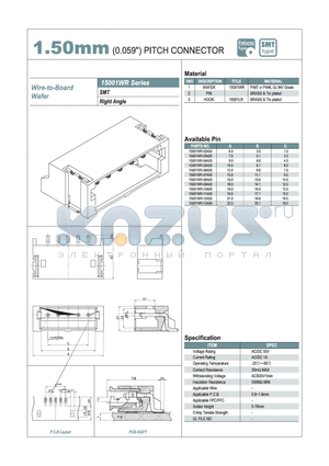 15001WR-03A00 datasheet - 1.50mm PITCH CONNECTOR