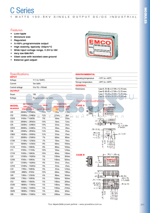 C01 datasheet - 1 WATTS 100-8KV SINGLE OUTPUT DC/DC INDUSTRIAL