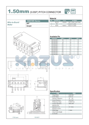 15001WS-02A00 datasheet - 1.50mm PITCH CONNECTOR