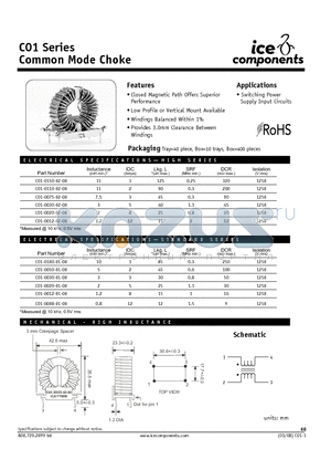 C01-0030-02-00 datasheet - Common Mode Choke