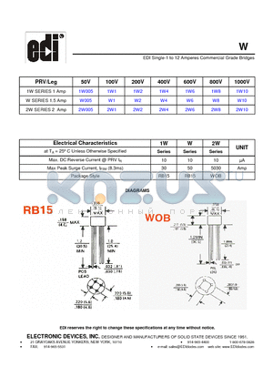 2W1 datasheet - EDI Single-1 to 12 Amperes Commercial Grade Bridges