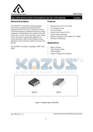 AZ34063 datasheet - 0.8A STEP-DOWN/STEP-UP/INVERTING DC-DC CONVERTER